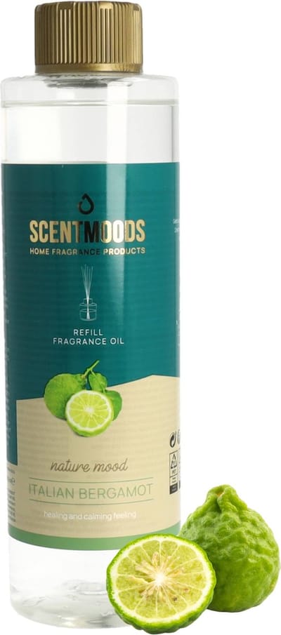 Scentmoods Geurstokjes Navulling - Bergamot - Geurverspreider - Luchtverfrisser - Huisparfum - 400ml