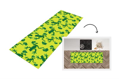 Keukenloper - Loper keuken - Kikker - Dieren - Jungle - Patroon - 150x50 cm - Keukenloper vinyl