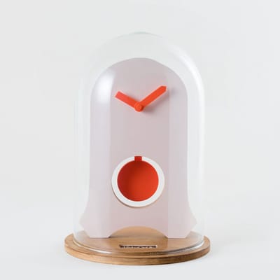 KLOQ - Koepelklok met Pendule - Bureau Klok - Batterijen Inbegrepen - Quartz Beweging - Niet-Tikkend Batterij Aangedreven - Perzik Pastel en Neon Oranje - 21 cm x 21 cm x 31,5 cm