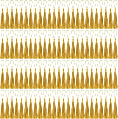 Kwastjes Bulk Goud Zacht Ambachtelijke Zijdeachtige Handgemaakte Mini Kwastjes voor Sieraden Maken met Lussen voor DIY Ambachtelijke Accessoire Jurk Decoratie