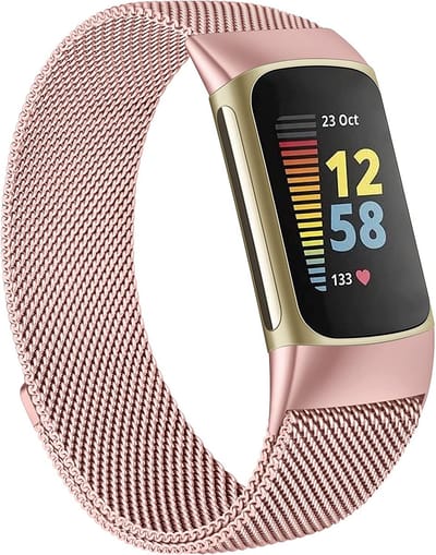 YPCd® Bandje geschikt voor Fitbit Charge 5 - Roze - Milanees RVS - Small
