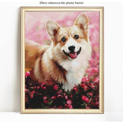 Peinture diamant thème Animal chien, broderie complète 5D à faire soi-même, image ronde en strass, vente de diamant 20X30