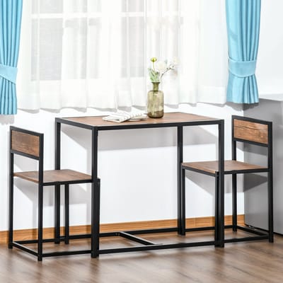 STILVORA Eettafelset - Compacte Essgroep Met 2 Stoelen - Industrieel Voor Keuken En Eethoek - Hout En Metaal - 90x47x76 Cm - Natuurlijk