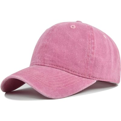 Casquette de Baseball en Coton Lavé Rétro Casquette Snapback Hommes Femmes Casquettes Hip Hop Casquette Unie Casquette Os Casquette Sportive Extérieure Décontractée rose