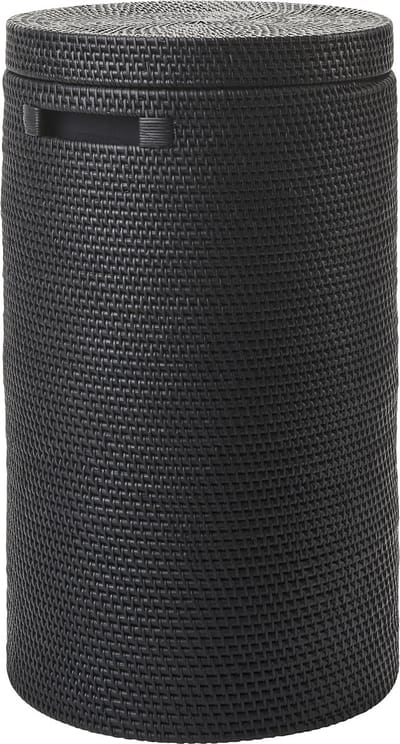 Cino Wasmand Met Deksel Black | Zwart | Rotan