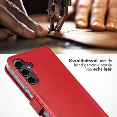 Selencia Hoesje - Geschikt voor Samsung Galaxy A16 (4G) / A16 (5G) - Echt Lederen Bookcase - Rood