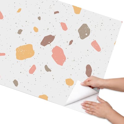 Coloray Meubel Wrap Folie - Wit Meubelfolie - 75x150 cm - Meubel Wrap Folie Steengoedpatroon - Plakfolie Meubels - Modern Meubelfolie - Decoratiefolie Zelfklevend - Slaapkamer decoratie - Achtergronden en patronen