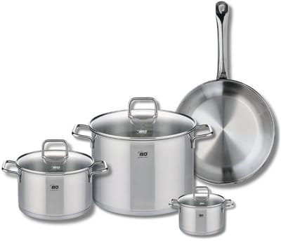 Set van 1 Koekenpan 28 cm en 3 kookpotten 12, 20 en 26 cm Elo Profi Citrin