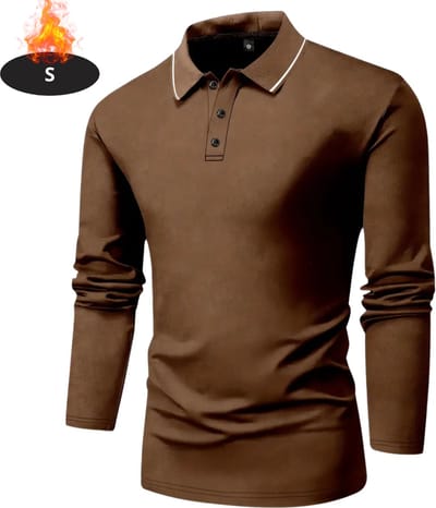 Bovista Poloshirt Heren - T-Shirt Heren - Shirt - Overhemd - Polo Shirt Lange Mouwen - Koffie - S