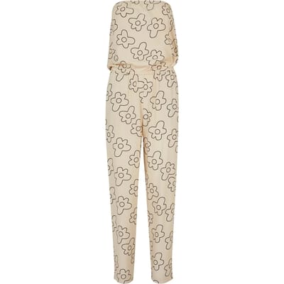 Urban Classics - Viscose Bandeau Jumpsuit - 3XL - Creme/Zwart