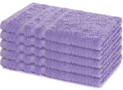 Lavea® Set van 5 Handdoeken 30×50 cm – 100% Katoen – Zacht & Absorberend – Gastendoekje – Voor Badkamer, Hotel & Spa - Premium Absorptie & Duurzaam – Lavendel