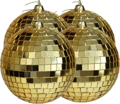 Othmar Decorations discobal kerstballen - 4x - goud -10 cm -kunststof