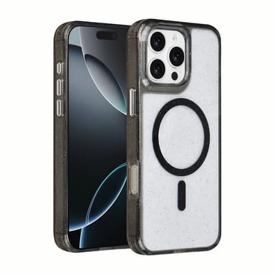 TUNIQ telefoonhoesje voor Apple iPhone 16 Pro Max - MagSafe met glitter - Zwart
