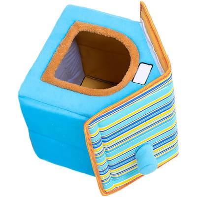 Winter Huisdierbedhuis met Uitneembaar Kussen Wasbaar Schattig Comfortabel Warm Huisdierbedhuis voor Honden en Katten Blauw