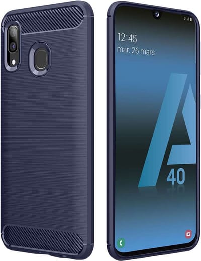 ebestStar - Hoes geschikt voor Samsung A40 Galaxy SM-A405F, TPU Bescherming Cover, Koolstof Design Hoesje, Donkerblauw