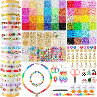 Famanu - Kralenset 12000+ stuks – Polymeerklei en glaskralen met letters en hangers – DIY sieraden set