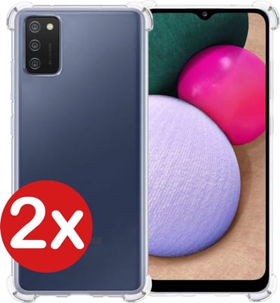 Hoesje - 2 Stuks - Geschikt voor Samsung Galaxy A02s - Sterk & Shockproof - Back Cover - Siliconen Case - Telefoon Hoes Shock Proof - Telefoonhoes - Transparant