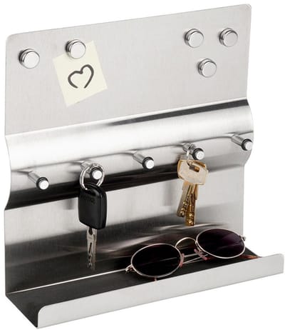 VILDE - Sleutelrek met Plank - Roestvrij Staal - 24x7,5x24 cm