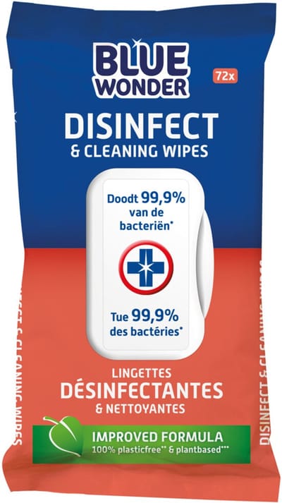 Blue Wonder Desinfectie Reiniger Doekjes - 6 x 72 stuks - Voordeelverpakking