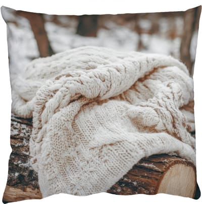 Sierkussens - Kussentjes Woonkamer - 50x50 cm - Deken - Wit - Boomstronk - Winter - Sneeuw