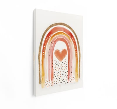 Artaza Canvas Schilderij Regenboog - 30x40 cm - Boho Wanddecoratie - Muurdecoratie Kinderkamer - Schilderijen Op Canvas Hart - Goud