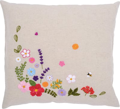 Vervaco - Kussen kit - Kleurrijke wereld van bloemen - PN-0222279 - Borduren - Borduurpakket - Borduurpakket volwassenen - Borduurpakket kind