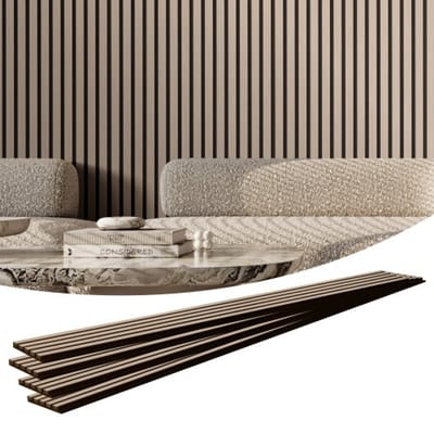 VEVOR akoestische panelen, 2400 x 200 x 21 mm, akoestische wandpanelen, MDF accenthouten wandpanelen voor moderne binnenmuurdecoratie, akoestische panelen van imitatiehout voor geluidsreductie, set van 4