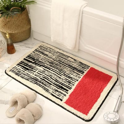 Nieuwe eenvoudige badkamer absorberende vloermatten thuis badkamerdeur antislipmatten deurmatten 50x80cm rood