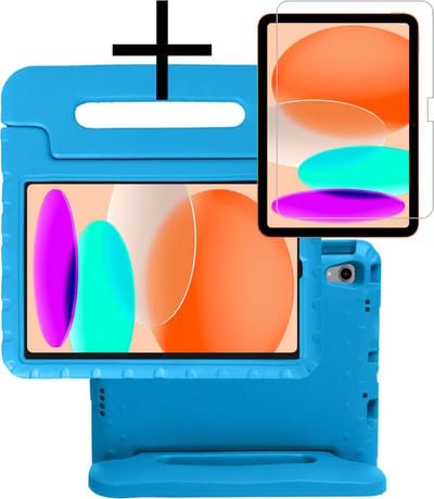 Hoes - Geschikt voor Apple iPad A16/A18 (2022/2025/2026) - 10.9 & 11 inch (10e, 11e & 12e generatie) - Met Screenprotector - Kinderhoes Shockproof Bumper - Kidsproof Case - Tablet Hoesje - Kinder Cover - Blauw