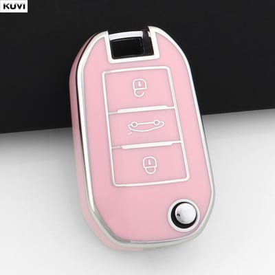 Roze TPU Stijl Auto Vouwbare Sleutelhoes Cover Shell Voor Peugeot 208 3008 308 508 408 2008 307 4008 Voor Citroen C4 C3 C6 Cactus C8 white