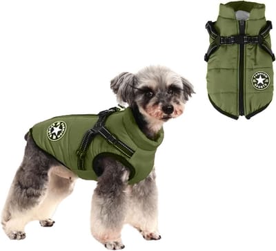 Warme Waterdichte Winterjas voor Hond en Puppy - Met Harnasfunctie - Katoen Voering