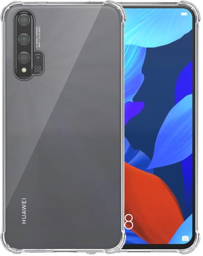 Smartphonica Telefoonhoesje Geschikt voor Huawei Nova 5T Transparant Schokbestendig - Shockproof TPU SIliconen Backcover Case met Stootrand Doorzichtig