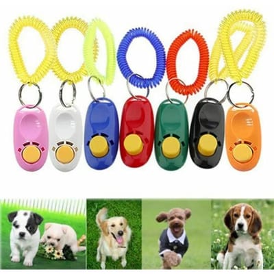 10 STUKS/Partij Hond Clicker Speelgoed Huisdier Training Clicker Gehoorzaamheid Hond Kat Training Trainer Willekeurige Kleur met Armband Dropshipping sent by random color blue