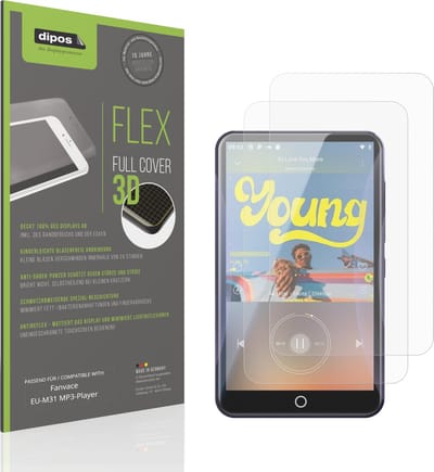 dipos FLEX – 2x Matte Screenprotector geschikt voor Fanvace EU-M31 MP3-Player | Volledige Schermbescherming | Case-Friendly
