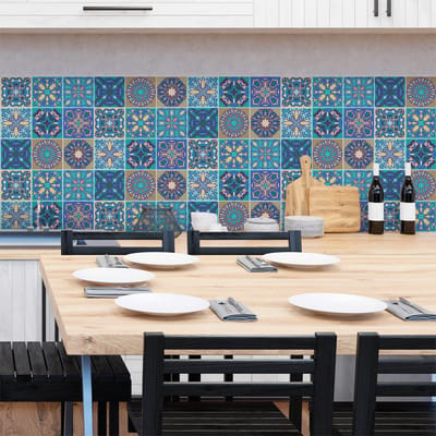 Zelfklevende tegelmuurstickers voor keuken en badkamer - 9 Madrid Azulejo tegelstickers - 9 stickers 20x20cm