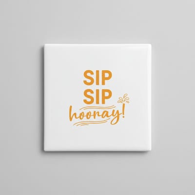 Sip Sip Hooray Tegel – Leuke Drink Quote Wanddecoratie – Vrolijke Keuken & Bar Keramische Tegel 15 x 15 cm