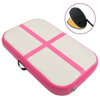 vidaXL Gymnastiekmat met pomp opblaasbaar 60x100x15 cm PVC roze