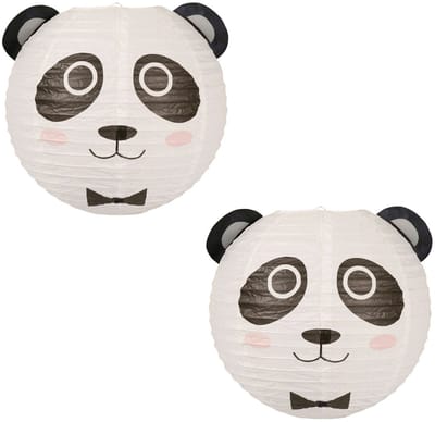 Ostaria Japanse bol lampion - 2x - Panda thema - D35 cm - Sint Maarten lampion - Tuinfeest - Versiering - Kinderfeestje
