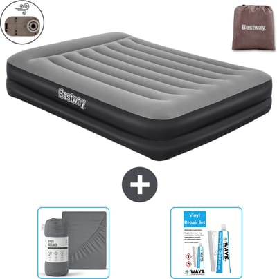 Bestway luchtbed - 2-Persoons - 152 x 203 x 46 cm - Grijs - Inclusief pomp - Hoeslaken en Reparatieset
