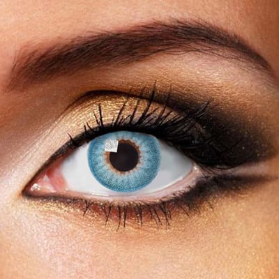 Partylens® blauwe kleurlenzen - Shiny Blue - zachte jaarlenzen met lenshouder - Halloween - Cosplay