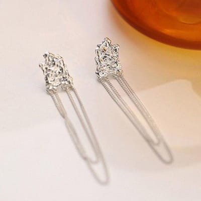 Redcheng Boucles d'oreilles en argent sterling 925 lave irrégulière pour femmes Charmantes Luxe Simples Anniversaire Prévenir l'Allergie Bijoux Cadeaux beige