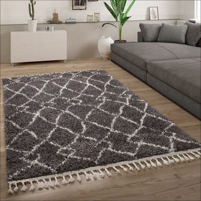 Paco Home Hoogpolig Vloerkleed Woonkamer Shaggy Scandinavisch Franjes Pluizig Modern 140x200 cm