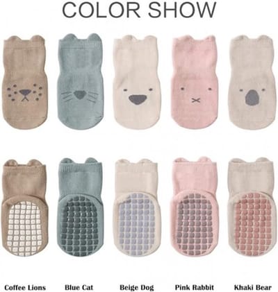 5 Paar Baby Sokken - Antislip Sokken - Kind Sokken - Kind Baby - Veelkleurig - Oud - Enkelsokken - Baby Sokjes- Warme Sokken - Sokken - Newborn - Kraam Cadeau - Baby Cadeau - Maat M - 1-3 Jaar