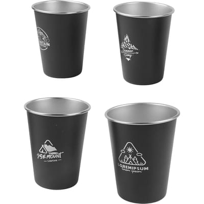 4 Stuks 350ml 304 Roestvrij Staal Waterbeker Koffiemok Fles voor Barbecue Bier Reizen Buiten Zwart gray