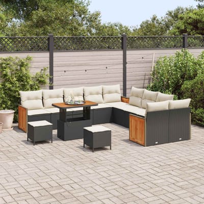 vidaXL - Tuinbank - Set - 13 - st - 13-Aantal - zitplaatsen - Zwart - en - Crème