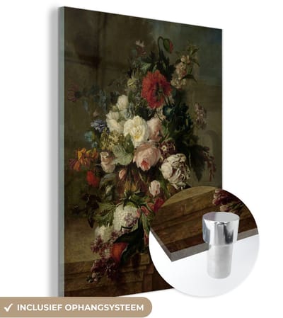 ® Glasschilderij 120x160 cm - Schilderij acrylglas - Stilleven met bloemen - Schilderij van Harmanus Uppink - Foto op glas - Muurdecoratie woonkamer - Wanddecoratie slaapkamer - Schilderijen