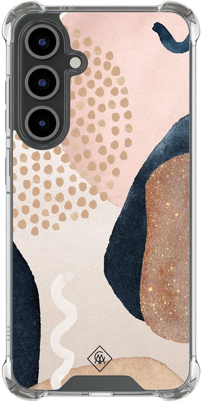 Casimoda® hoesje - Geschikt voor Samsung Galaxy S24 FE - Abstract Dots - Shockproof case - Extra sterk - TPU/polycarbonaat - Bruin/beige, Transparant