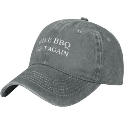 Make Bbq Great Again Baseballpet Katoen Gewassen Denim Casual Unisex Volwassen Zonbescherming Hoed Can Be Adjusted gray
