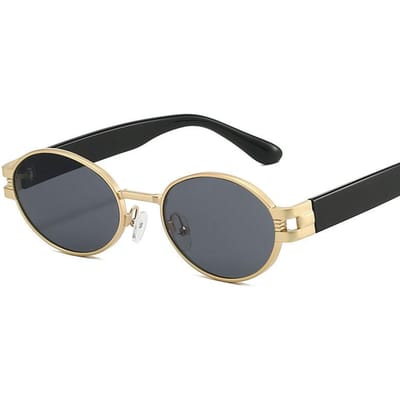 Luxe Merk Metalen Zonnebril Unisex Designer Mode Ovaal Zwart UV400 Glazen Voor Mannen Vrouwen