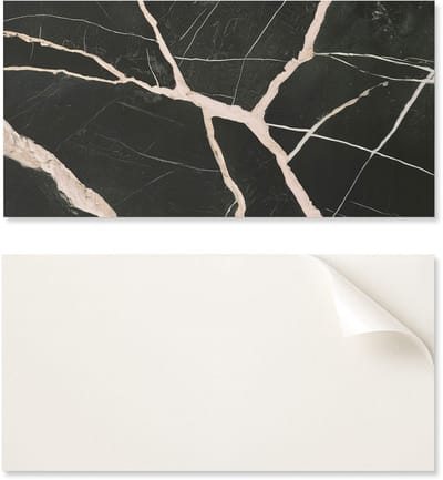 Bedrukt vinyl wandpaneel voor de eetkamer, 100x50 cm, elegant marmerpatroon